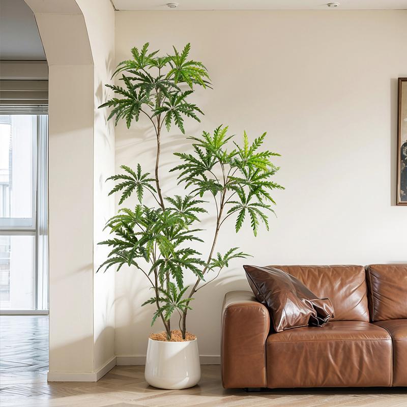 仿真绿植孔雀木大型室内客厅沙发边装饰北欧风落地摆件仿生假植物
