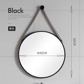 北欧简约壁挂圆形吊洗手间化妆镜浴室装 饰圆镜铁艺镜子镜化妆