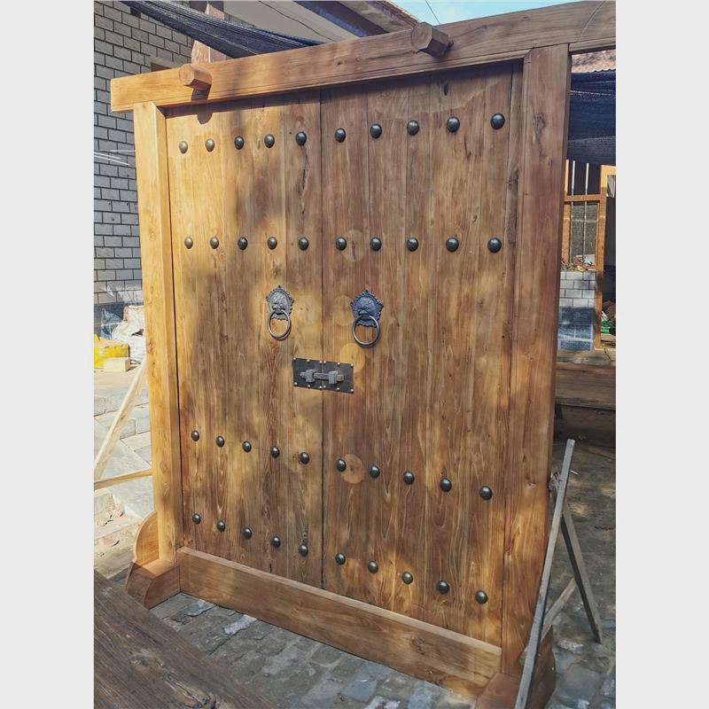 老榆木门双开单开门老门板实木大门中式复古仿古四合院民宿入户门