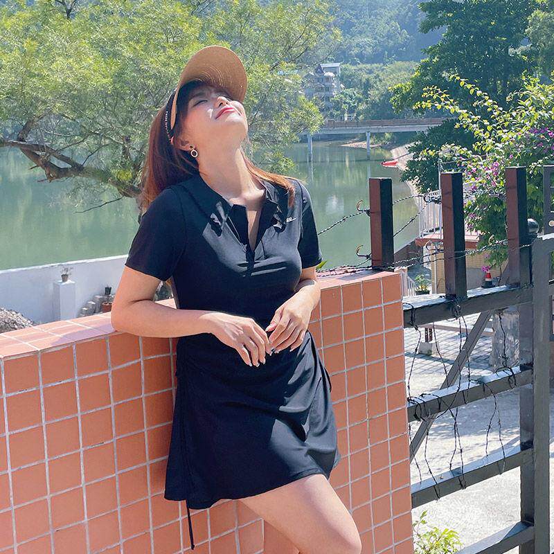 2025新款加大码泳衣女微胖显瘦遮肚泳装运动分体裙式保守速干游泳