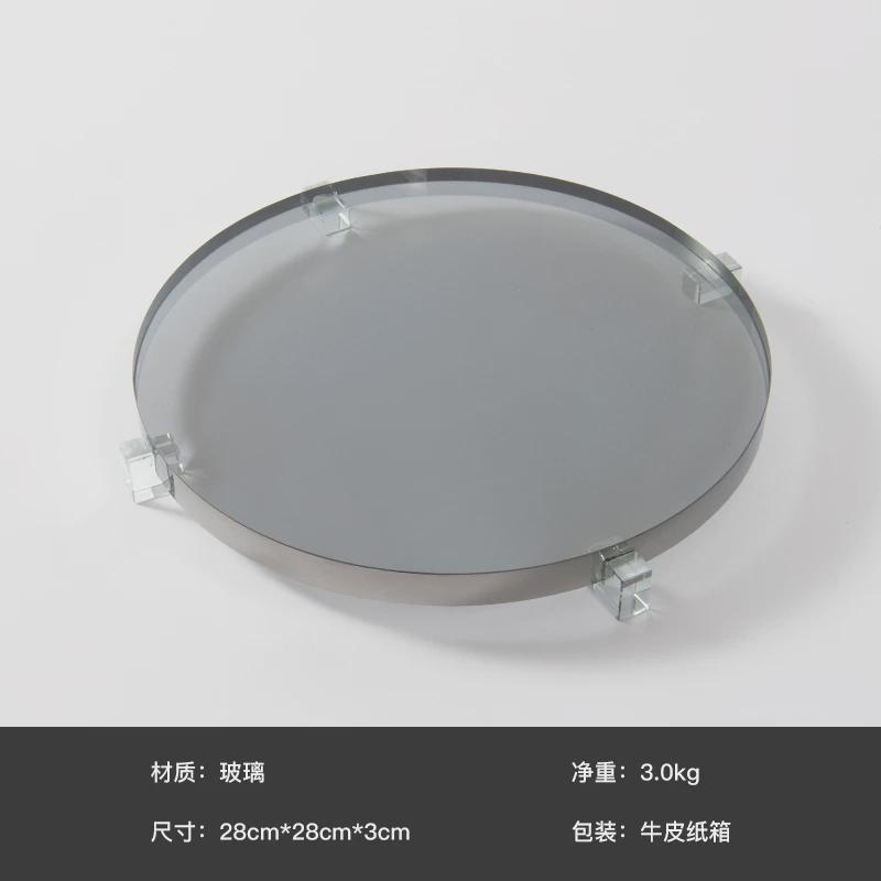 清新客厅托盘透明玻璃水晶样板间装饰收纳盘长方形创意果盘装饰品