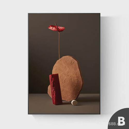 现代轻奢客厅玄关装饰画静物花瓶落地样板间高级感法式中古风挂画