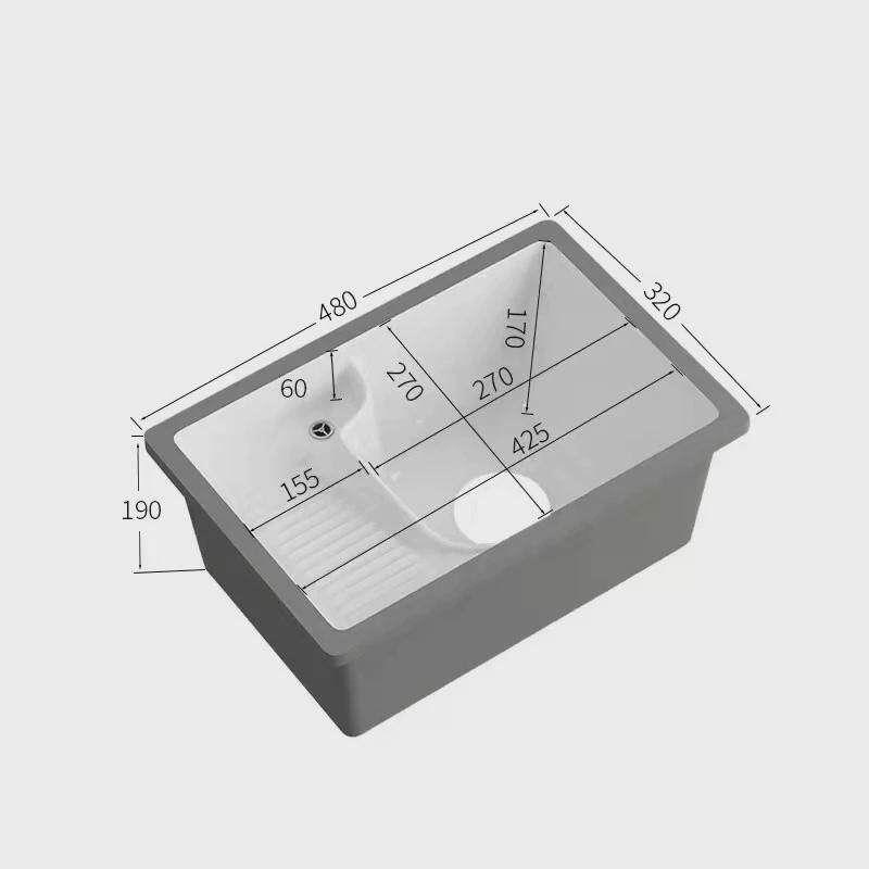 阳台陶瓷洗衣盆台下洗衣盆带搓衣板陶瓷洗衣盆洗衣池宽口多尺寸