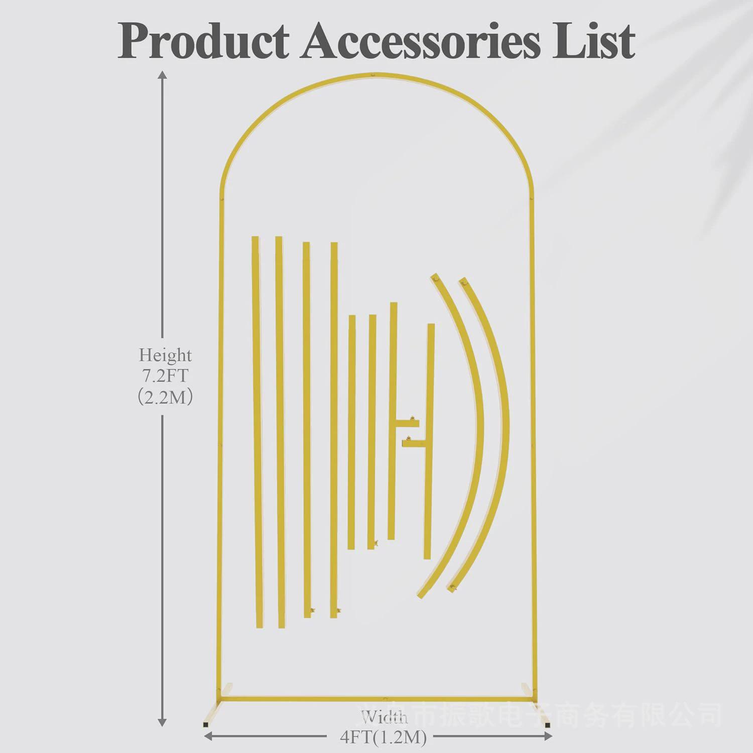 金色7.2ft铁艺装饰门架婚庆气球拱门花架支架生日派对背景拱
