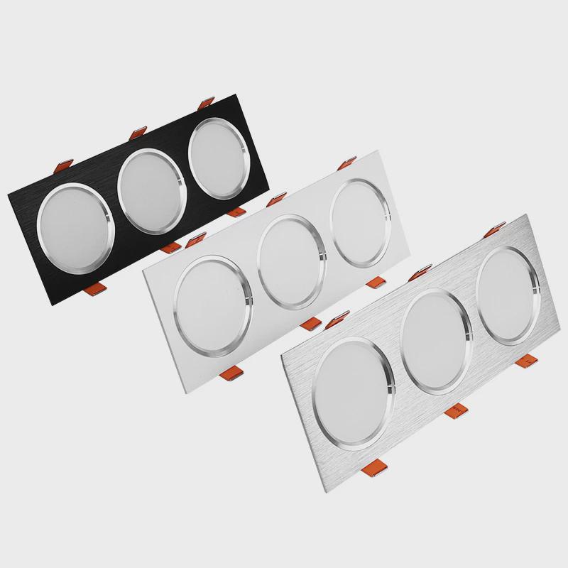 三头超薄豆胆灯嵌入筒灯led天花灯客厅过道走廊商用店铺方形孔灯