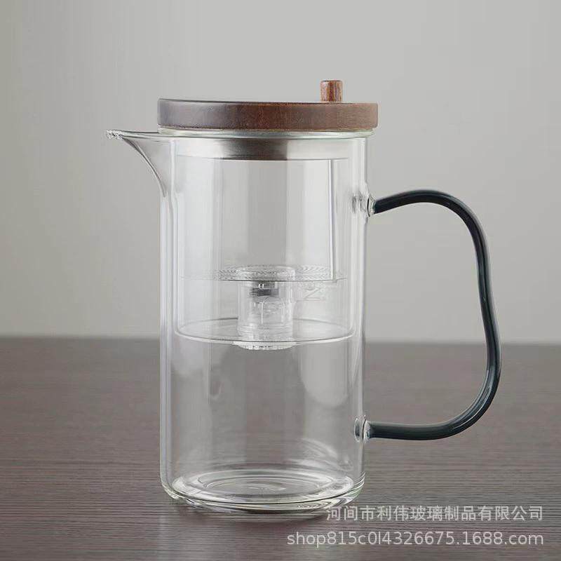 泡茶壶高硼硅透明玻璃茶水分离按压式冲茶壶日式泡茶壶功夫茶具
