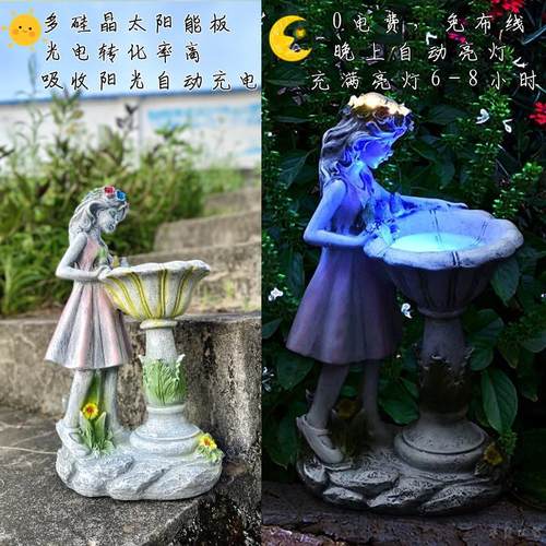 热销批发跨境花仙子装饰摆件天使人物塑户外花园太阳能庭院树脂摆