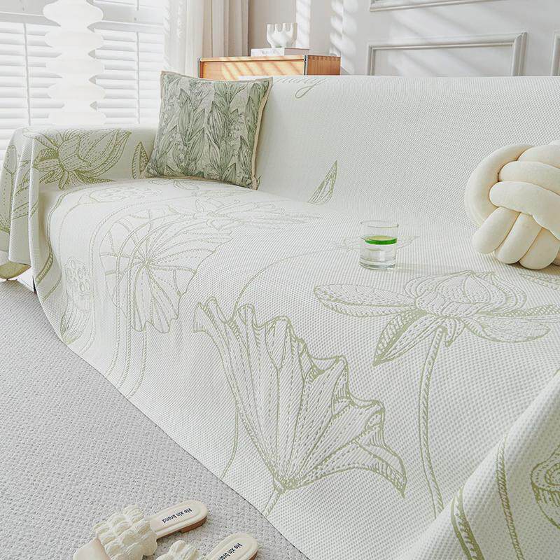 夏荷冰丝沙发巾夏季夏天罩凉席坐垫盖布一整张全包万能套冷感批发