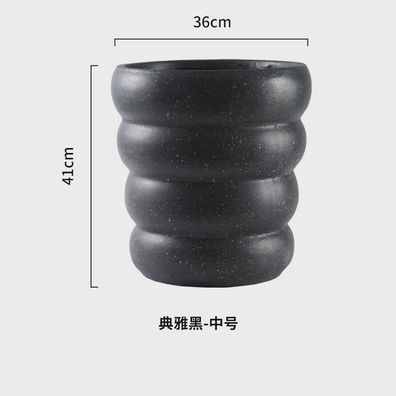 螺旋纹高款尤加利镁泥花盆侘寂风仿水泥客厅阳台龟背竹特大号种树