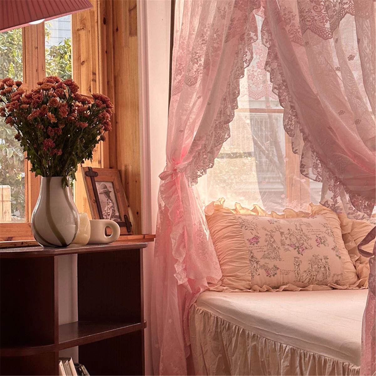 rkt4蚊帐公主风蕾丝宫廷家用落地式三开门遮光防尘亚麻床幔1.8m床,床上用品,蚊帐,淘宝优惠券,粉丝福利购,淘宝优惠卷