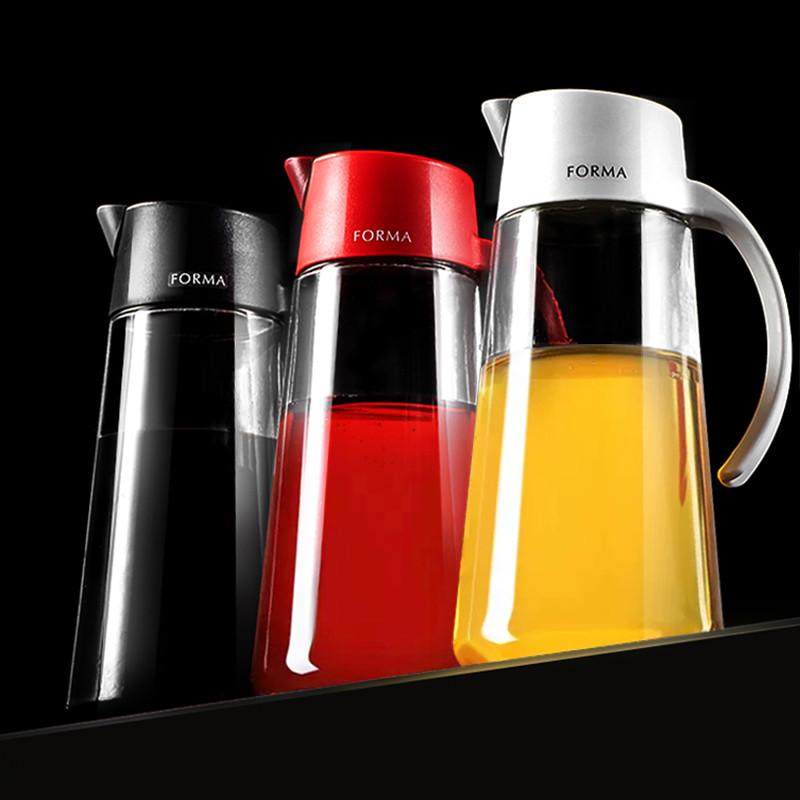 asvel日式自动开合酱油瓶家用玻璃油壶厨房防漏油罐醋壶不锈钢