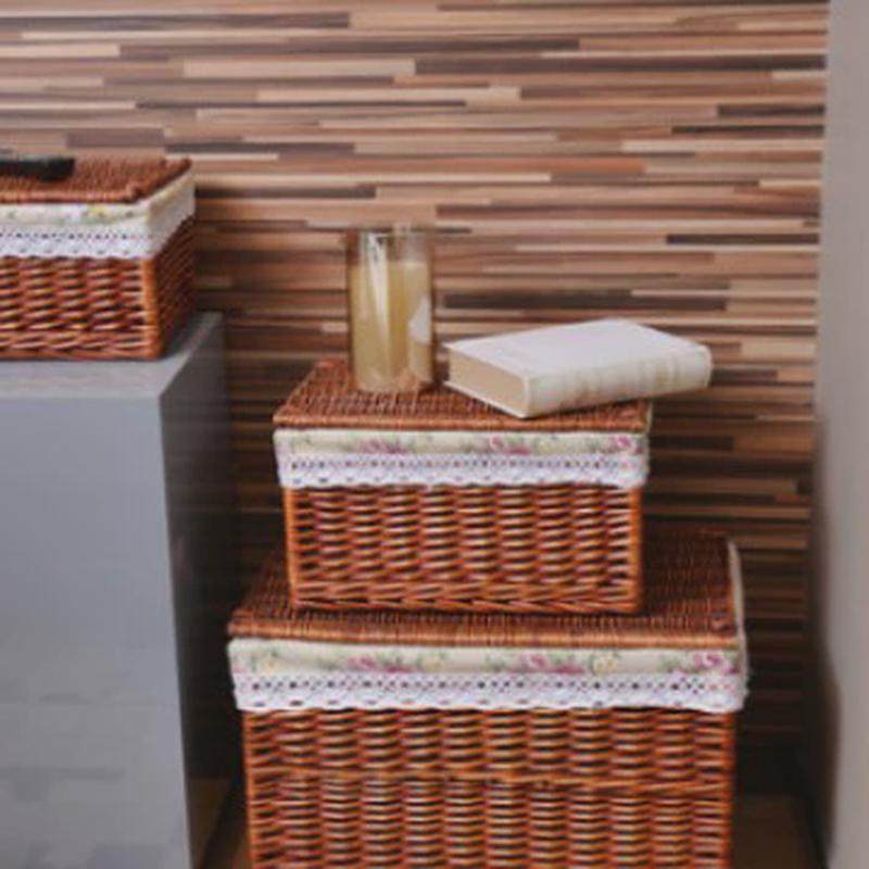 收纳箱大号有盖藤编整理箱收纳篮抽屉储物盒柳编收纳筐手工编织,收纳整理,橱柜收纳筐,淘宝优惠券,粉丝福利购,淘宝优惠卷