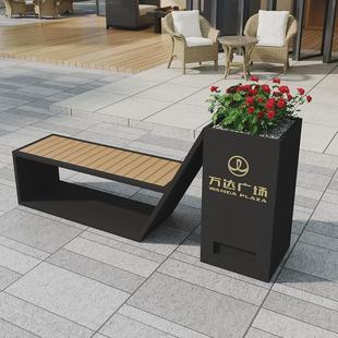 不锈钢花架坐凳花箱户外商业街售楼部铁艺大花坛组合道路种植花槽