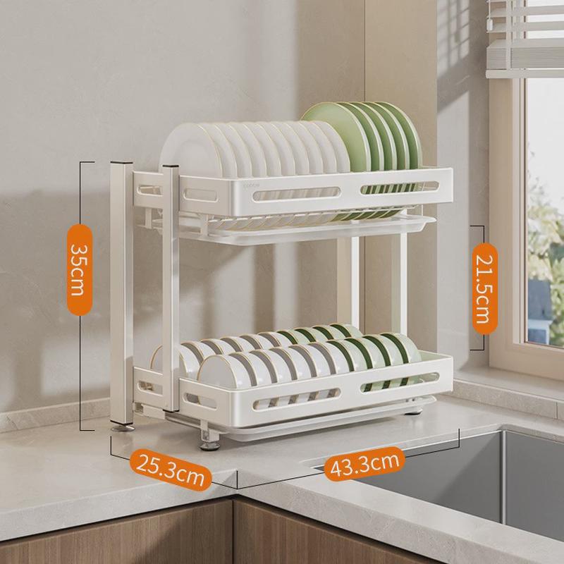 304不锈钢折叠沥水碗碟架厨房多功能置物架多层放碗柜碗筷收纳架