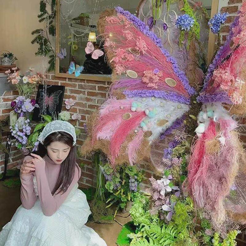 巨型铁艺蝴蝶路引婚礼装饰商场橱窗美陈网红打卡布景婚庆摄影道具