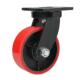 6寸聚氨酯万向脚轮8寸10寸超重型聚氨酯红色车轮子车轮周转定向