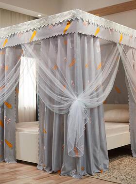 71tx物理遮光加厚保暖家用卧室落地支架防尘防风床帘蚊帐一体式床