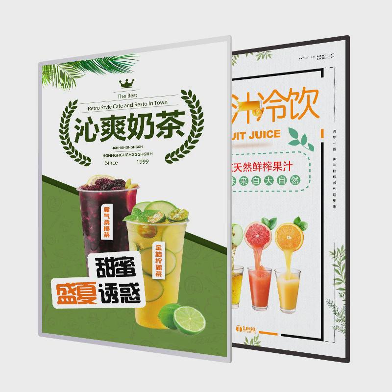 超薄玻璃抽餐灯箱led挂墙式圆角灯箱led餐饮广告牌悬挂点画价目表