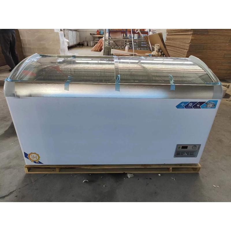 雪糕柜圆弧形小型冰柜冰激凌冷冻展示柜卧式冰柜冰棍展示柜玻璃门