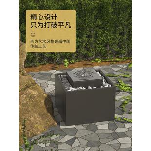 s588庭院流水摆件钵流水喷泉涌泉水钵石四方装饰景观造景水景自循