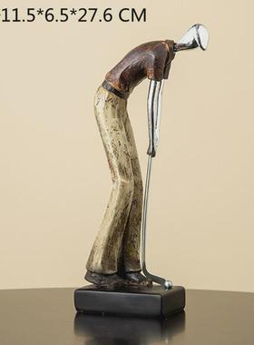 创意客厅电视柜办公室酒店软装高尔夫人物树脂摆件礼品工艺品装饰