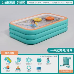 水池洗澡可折叠 充气游泳池带滑梯儿童小孩家用简易别墅户外夏季