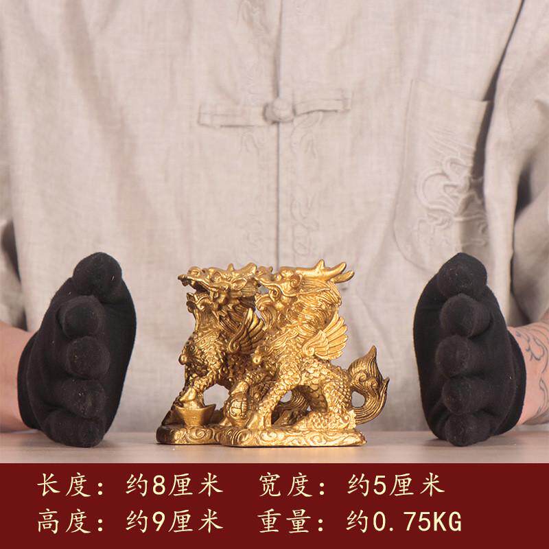 杨铜财  金属工艺品礼品家居办公室摆 记福麒麟 坐麒麟  铜麒麟
