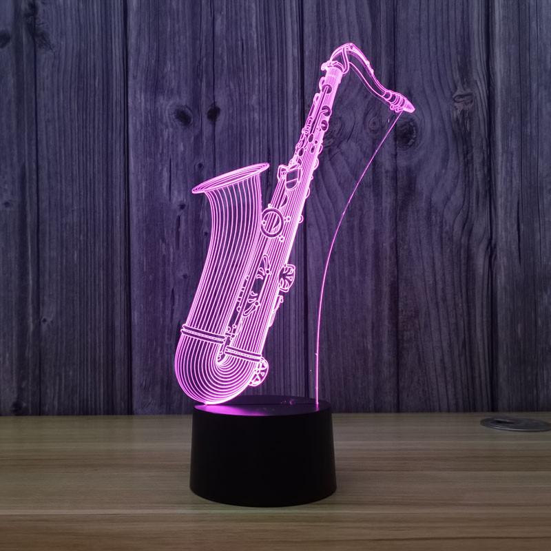 热销9W创意萨克斯3d小夜灯七彩氛围桌面装饰灯卧室床头灯酒吧夜店
