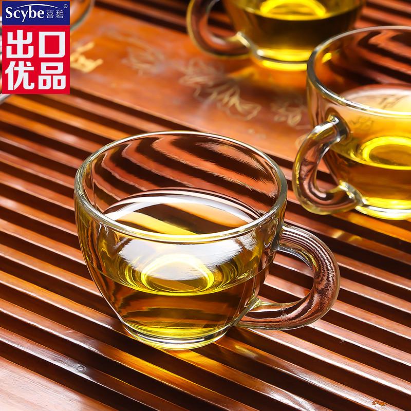 xyt玻璃茶杯小杯子套装带把耐热功夫小茶杯玻璃茶具12只