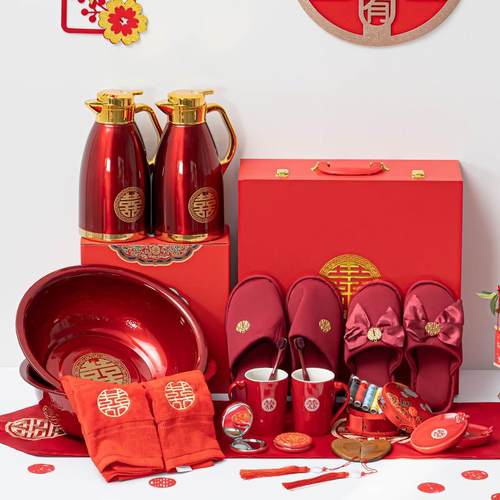 热销结婚陪嫁套装婚礼女方婚庆用品嫁妆全套高级木质出嫁物品娘家