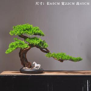 禅意摆件创意家居迎客松仿真盆景客厅玄关博古架新中式装饰工艺品