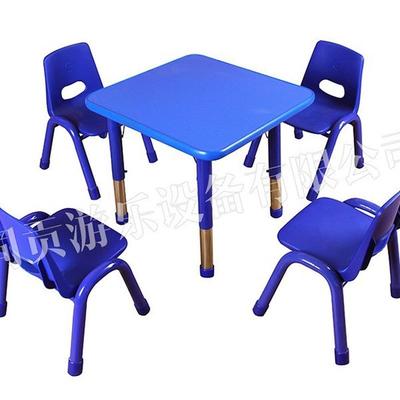 同儿童幼儿园桌椅防火板正方桌四人八人桌学习桌贡花边升降调节桌