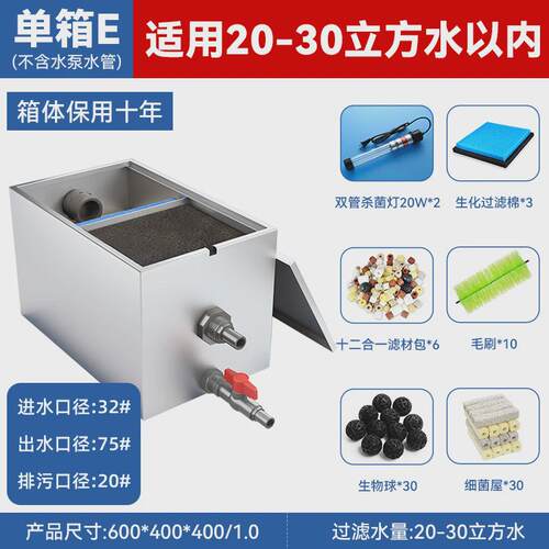 鱼池过滤系统过滤器水循环系统装置不锈钢箱室外水池净化设备厂家