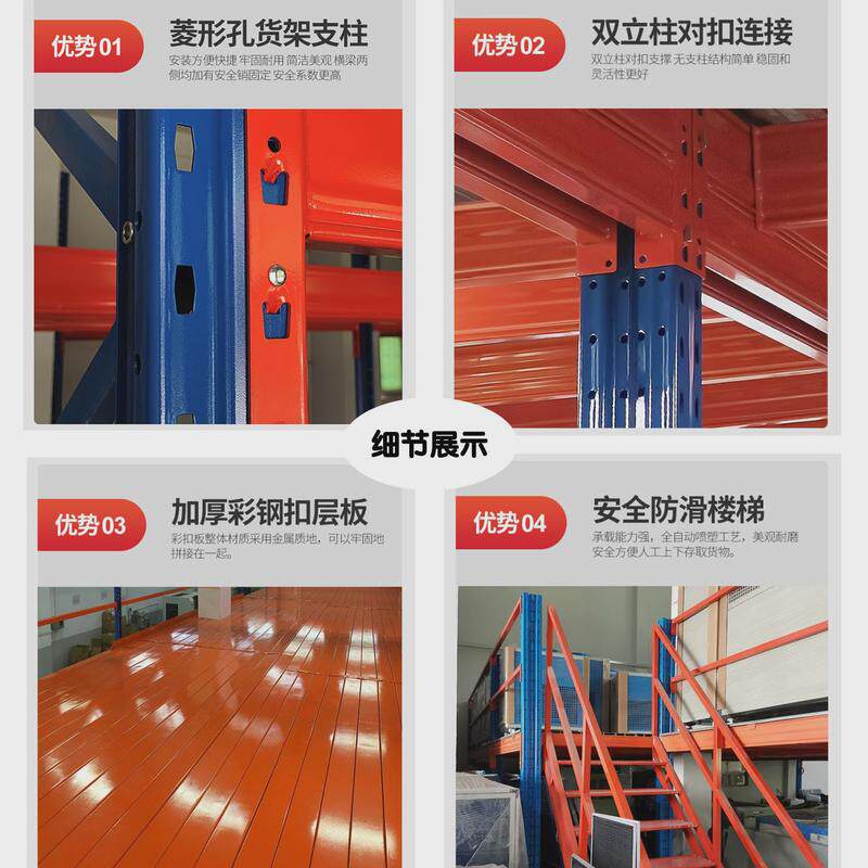 阁楼货架源头工厂仓库货架可拆卸重量级厂房储物二层平台重型货架