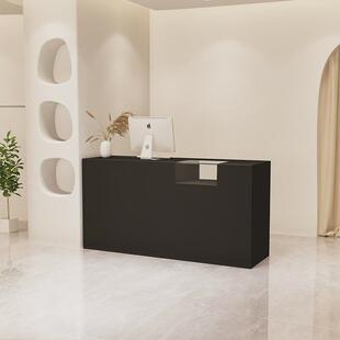 简约现代网红潮店吧台收银台柜台小型前台玻璃店铺黑色一体柜商用