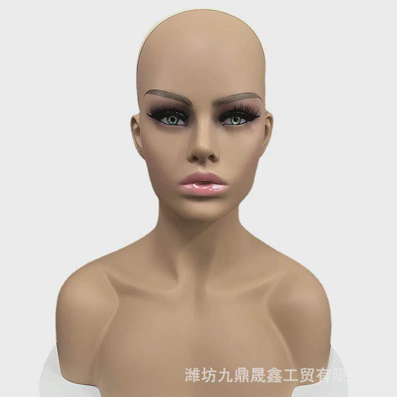 大胸仿真眼珠模特头头半身双肩模特欧美假发帽子饰品模型头支架