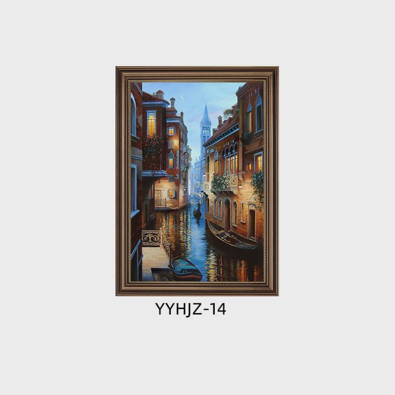 希腊爱琴海风景客厅餐厅装饰画欧式玄关走廊过道油画复古墙面装饰