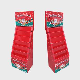 红包贺卡陈列货架纸装饰落地圣诞节货架瓦楞纸展示架超市纸展示盒