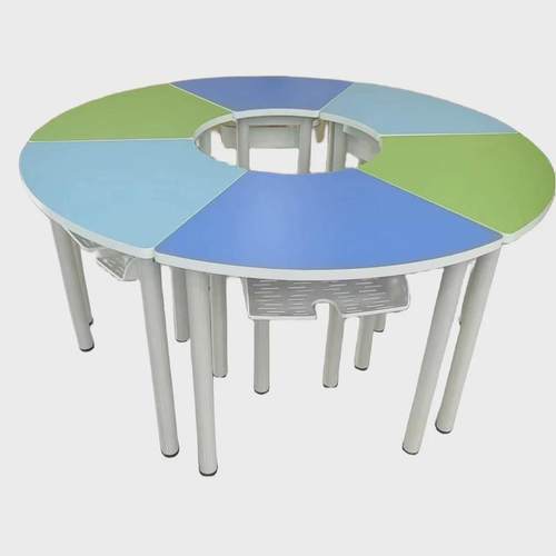 彩色组合桌桌培训课桌钢架六角桌梯形桌科学教室拼接移动培训桌