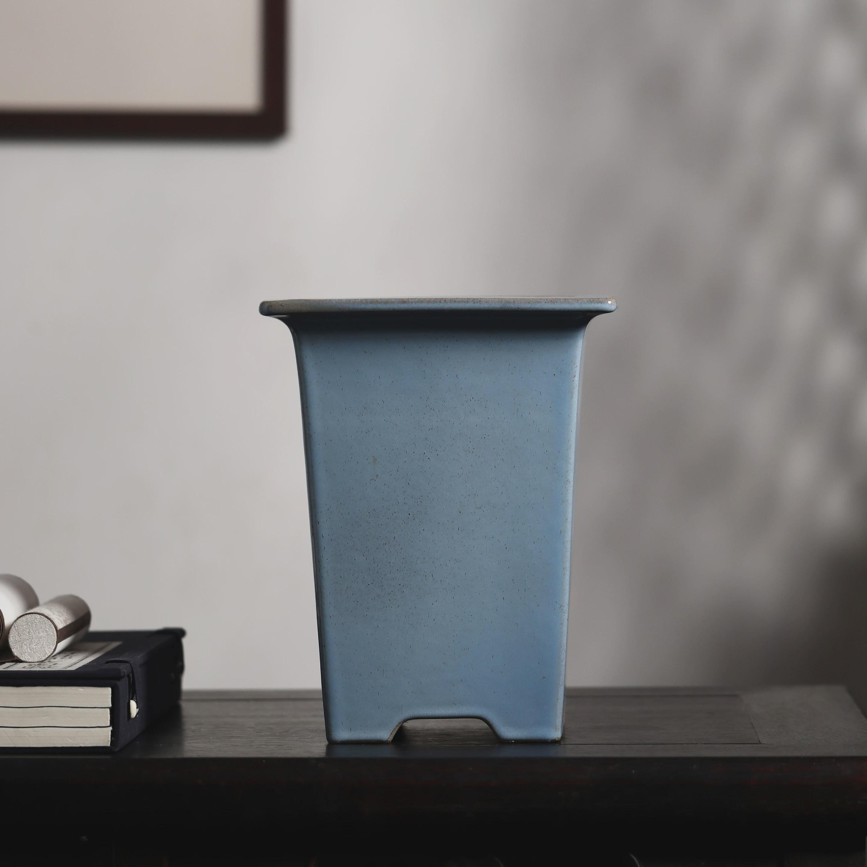 紫砂花盆陶瓷盆景盆兰花盆兰盆仿古奎面手工盆觅陶乡正方形老均釉