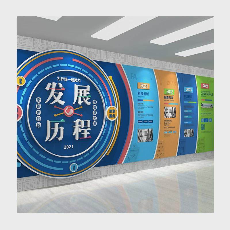 企业文化墙设计定制公司背景墙室内走廊楼梯标语励志墙贴画帖