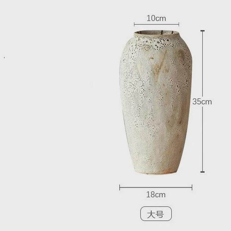 现代简约客厅陶艺干花陶瓷插花花瓶粗摆件复古北欧ins陶罐,家居饰品,装饰摆件,淘宝优惠券,粉丝福利购,淘宝优惠卷