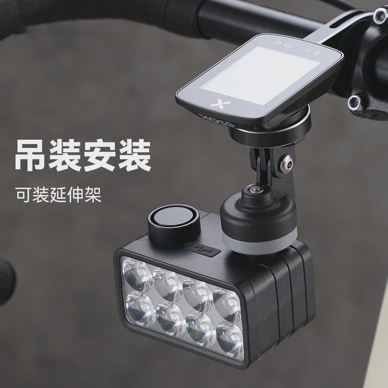 山地自行车灯强光夜骑骑行铃铛超响通用公路车吊装前灯喇叭照明用