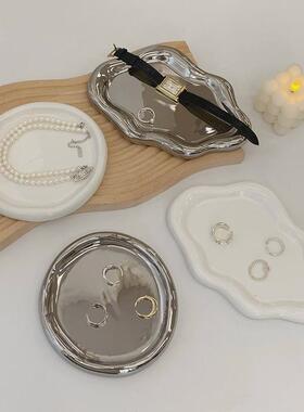 饰品首饰展示盘陶瓷盘摆件 云朵装饰香薰蜡烛托盘收纳盘 拍照道具
