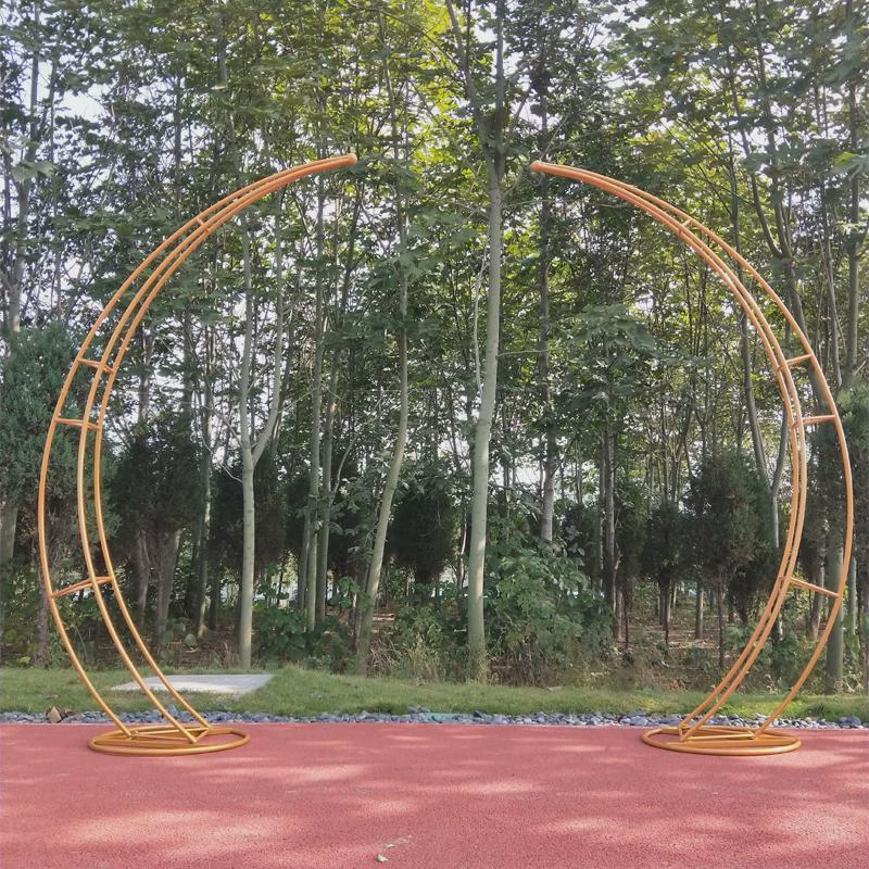 06ym婚庆道具铁艺牛角门拱门区舞台布置迎宾主题婚礼装饰圆形拱门