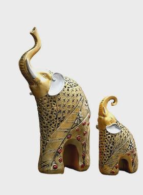 厂家直供树脂工艺品欧式仿古母子象摆件隔板客厅酒柜家居摆设