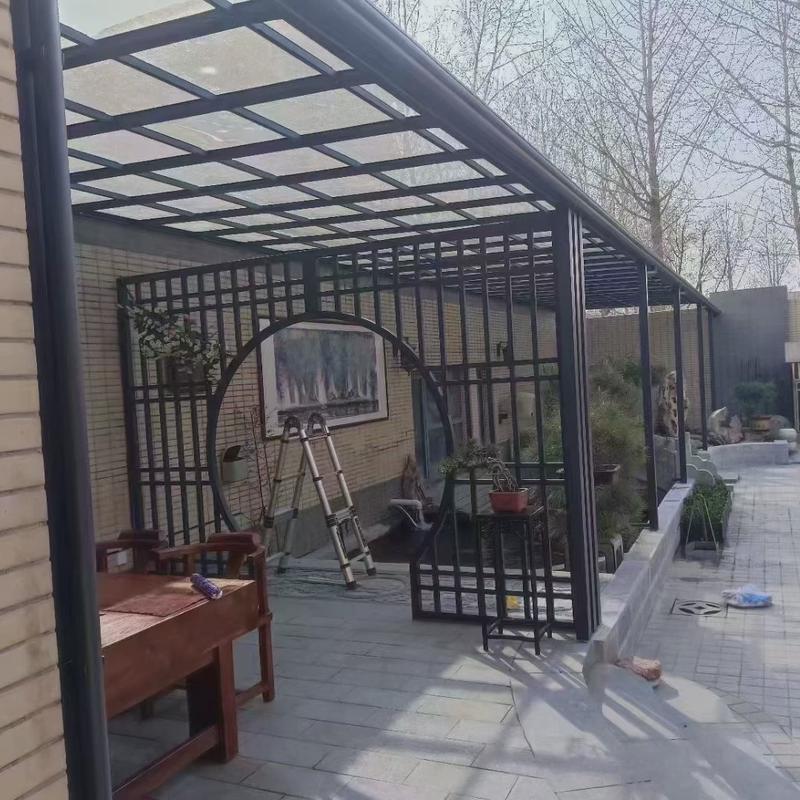 厂家铝合金支架雨棚门面耐力板遮雨篷露台隔热雨棚户外遮阳透明棚