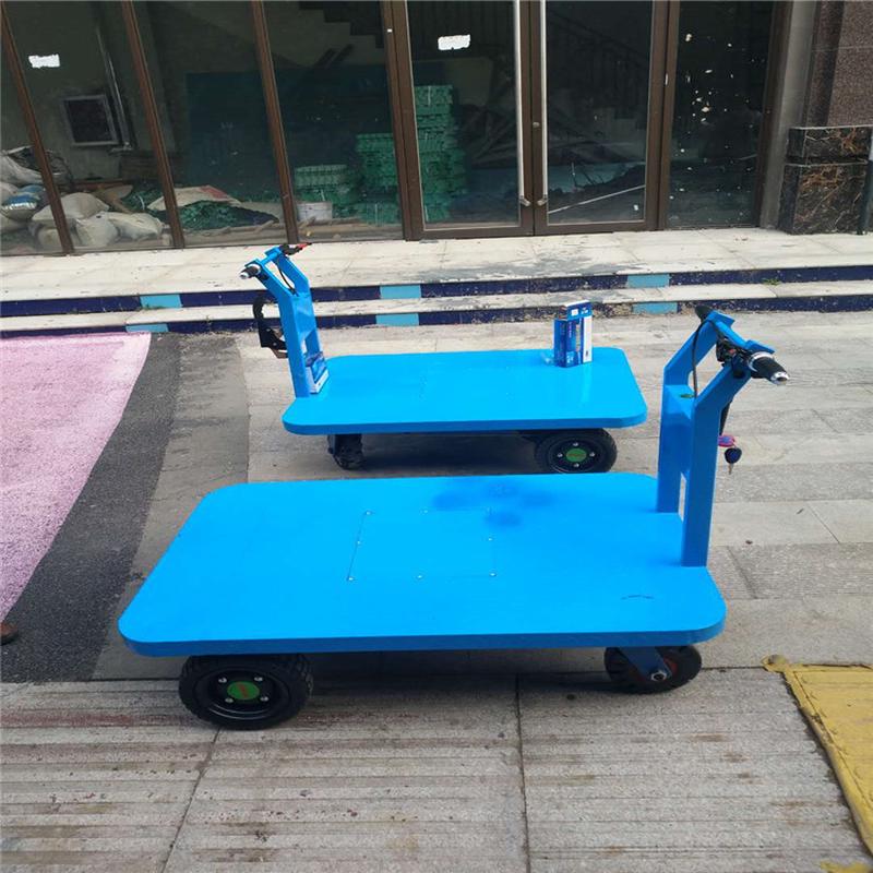 电动四轮厂区平板车大棚拉货仓库养殖载重工具车手扶式平板搬运车