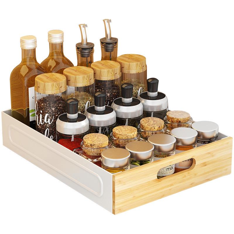 热销厨房抽屉置物架橱柜下碗筷调料储物盒家用水槽餐具抽拉式收纳