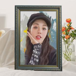 53n手绘油画像代画真人物照片素描定制人像绘画肖像画画定制厚